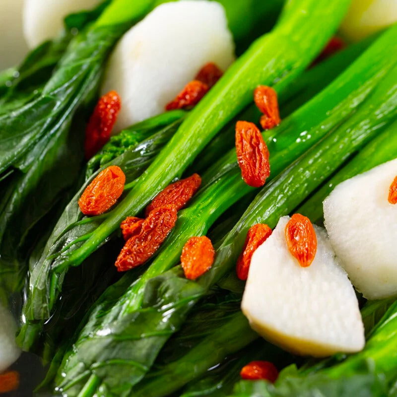 Scalding Chinese yam, wolf-berry with vegetables