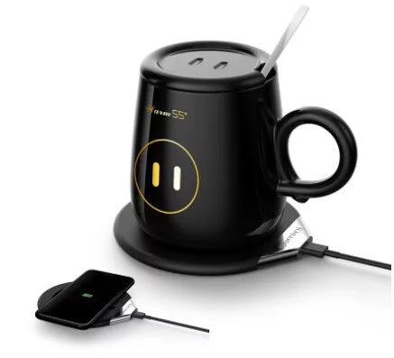 Gemini 2-in-1 Mug Warmer & Wireless Charger(Black/Pink) - GWC55B/P 