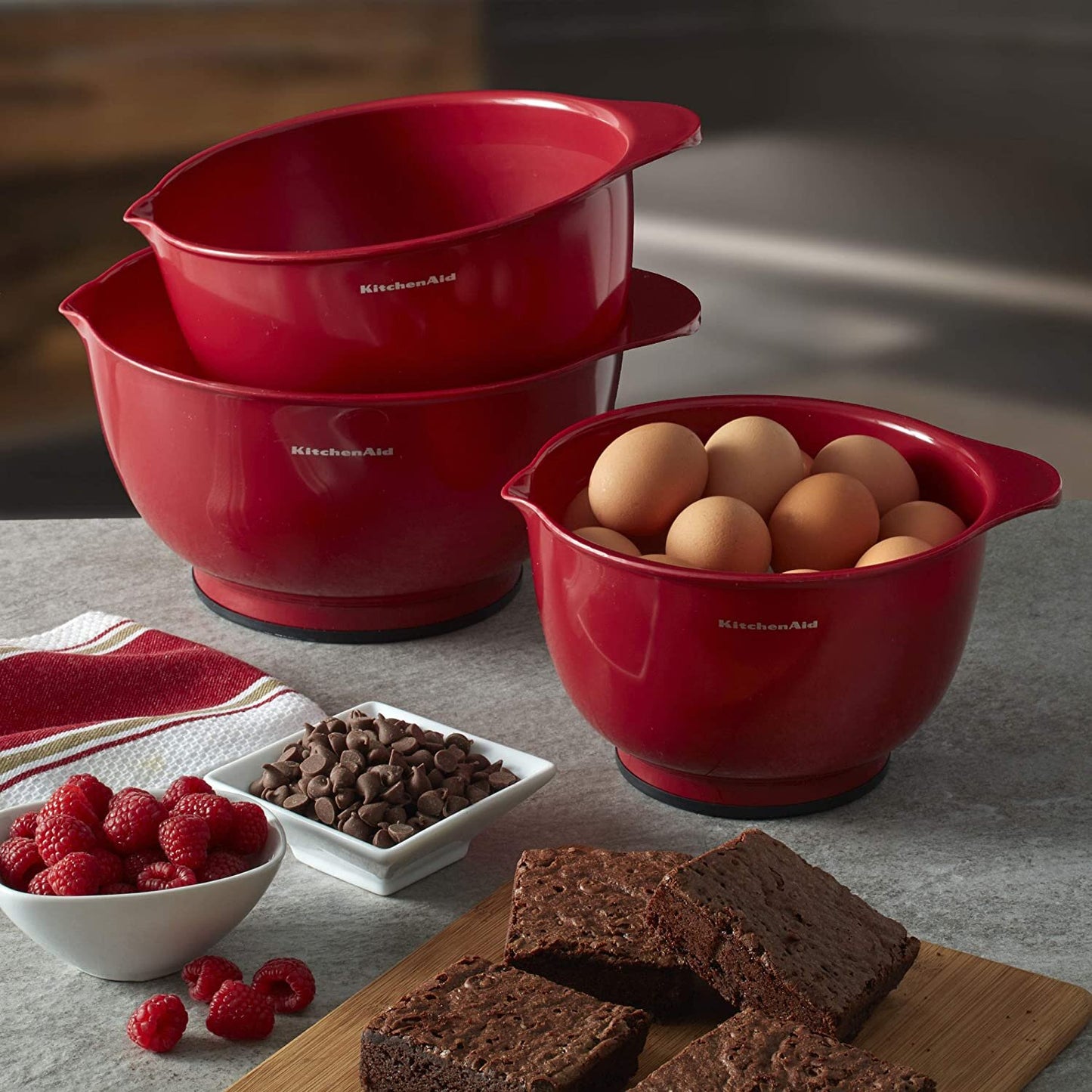 KitchenAid 通用攪拌碗 3 件組 (帝國紅)